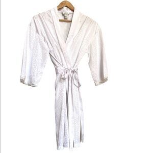 VTG Kathryn Silky Sleepware White Leopard Robe S